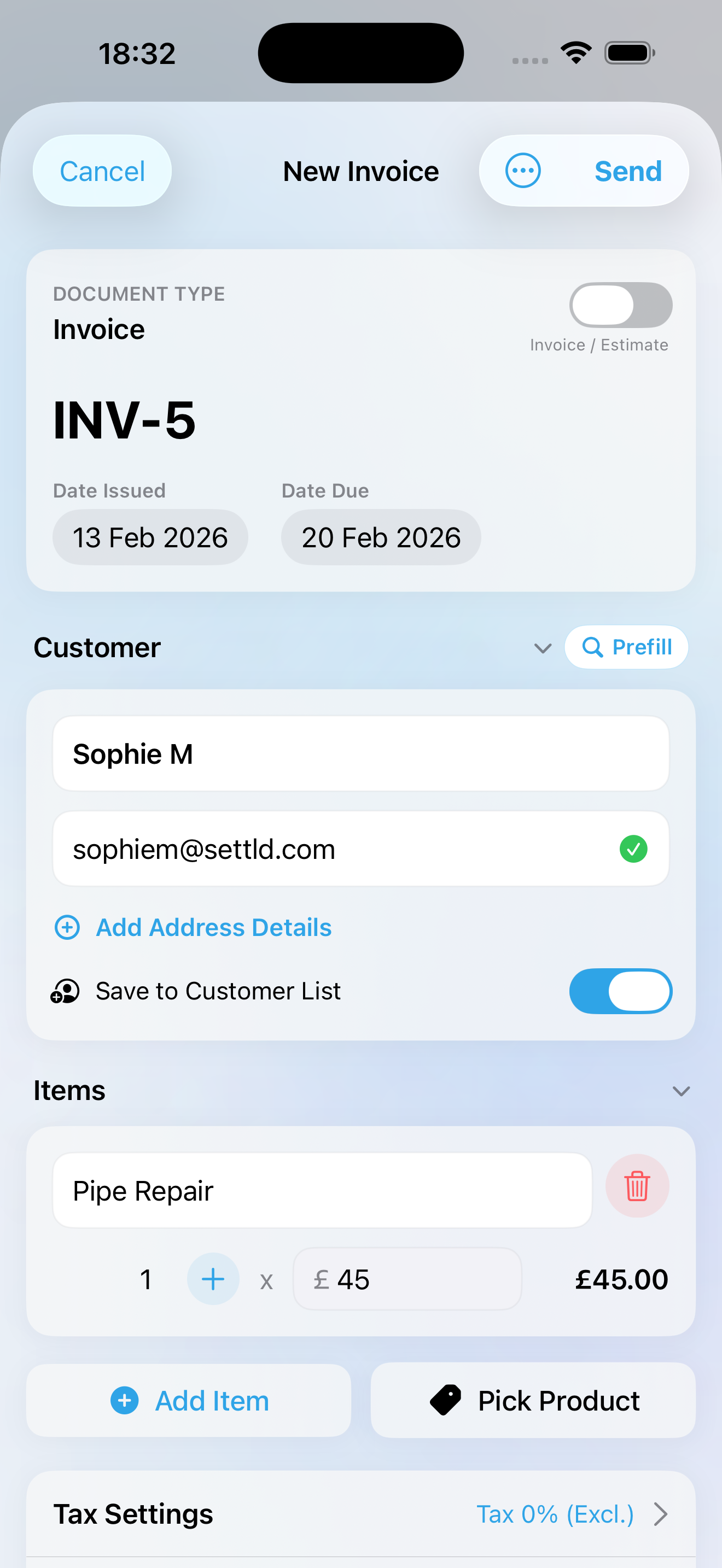 Settld Invoice Creation